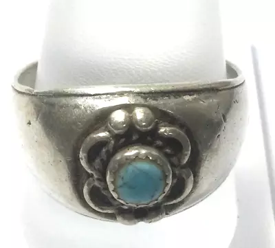 Vintage Sterling Turquoise Uncas Mens Ring SZ 10 3/4 • $19.95