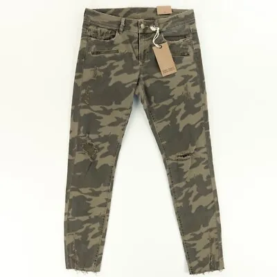 Zara Basic Stretch Z1975 Mid Rise Skinny Jeans Green Camouflage Women's 38 • $21.84