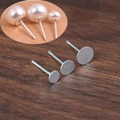 10x 925 Solid STERLING SILVER Earring Stud Posts Flat For Gluing Butterfly Back • £5.87