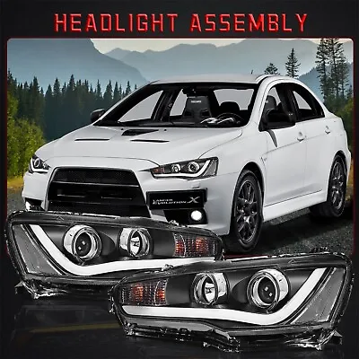 For Mitsubishi Lancer EVO 2008-2017 Headlights Assembly Pair Black Projector • $210.99