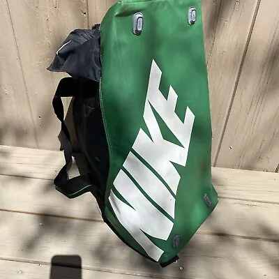 Vintage NIKE Green Nylon Mesh Canvas Duffle Travel Gym Bag GUC Y2K • $34.99