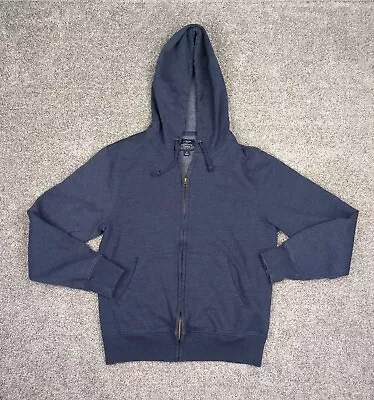 J Crew Hoodie Women Med Blue Authentic Fleece Zip Up Hooded Sweatshirt Camping • $18.99