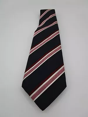 Isaia Men's Tie Seven Fold Blue Pink Striped 60.5  Long 3.25  Wide Silk • $59.99