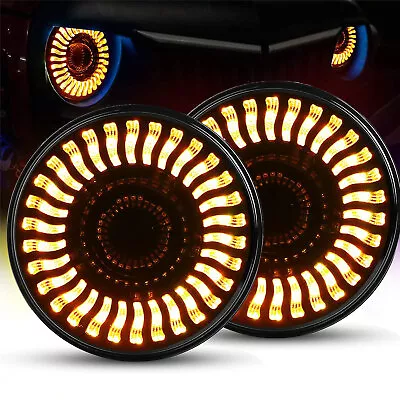 $119.99 • Buy Pair For Jeep Wrangler JK TJ LJ Halo 7'' LED Headlights DRL Lights Combo Kit