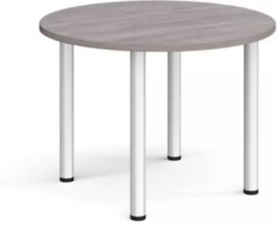 Circular Silver Radial Leg Meeting Table 1000mm - Grey Oak • £290.52