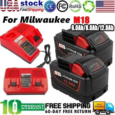 Battery /Charger For Milwaukee M18 Li-Ion XC 12.0Ah Extended Capacity 48-11-1860 • $94.99