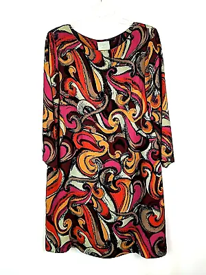 Maeve Anthropologie Shift Dress Fuchsia Burgundy Paisley Size Medium 8 10 • $40