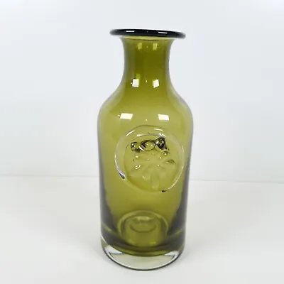 Dartington Glass Flower Bottle Aquilegia Green Vase Hand Made 21cm Tall • £40.67