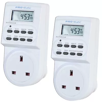 2 X Digital Electronic 24 Hour LCD Timers Socket Plug 140 Programs Per Week Twin • £19.95