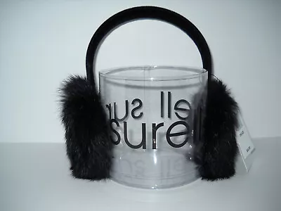 Surell Rabbit Fur Earmuff Black With Black Velvet Band - NWT • $49