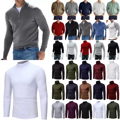 £10.69 • Buy Mens Roll Neck Lightweight Baselayer Turtle Funnel Neck Winter Golf Top S - 3XL