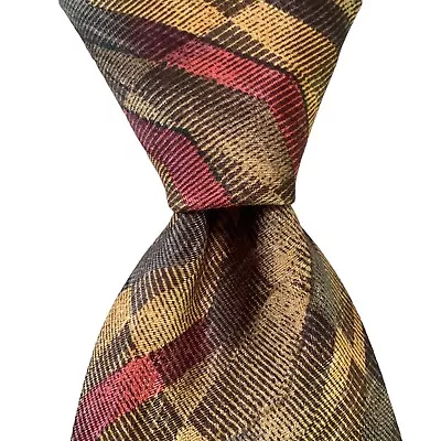 STEFANO RICCI Luxury Collection Silk XL Necktie ITALY Geometric Gold/Green EUC • $103.99