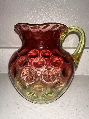 Antique Rubina Verde Glass Water Pitcher Vaseline Cranberry • $180