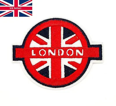 Iron On Patch LONDON Union Jack UK British Flag Tube Logo Badge Clothes Patches • £2.49