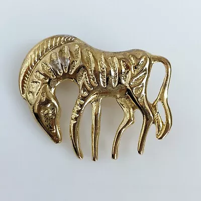 VTG Brooch Goldtoned Zebra 1.5 Inches Wide Very Good Condition • $16