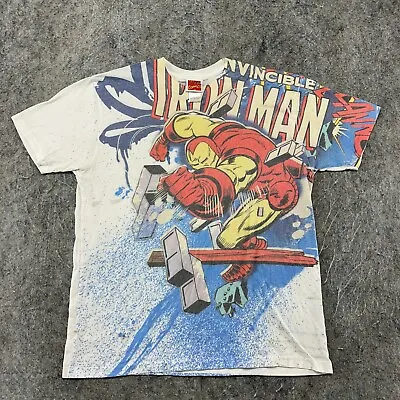 VINTAGE Marvel Comics Shirt Mens Large Avengers Iron Man Graphic AOP Y2K • $8.99