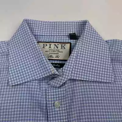 Thomas Pink 15 / 33.5 SLIM FIT STERLING Button Front Long Sleeve Dress Shirt • $15.50