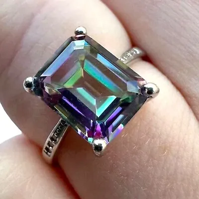 Mystic Topaz Ring 925 Sterling Silver Jewelry Emerald Cut Size 6789 Lab-created • $16.98