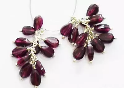 22 Pcs 9.25 Silver Natural Beads Garnet Faceted Pear 3.5x5 - 3.5x6 M#d9229 • $8.99