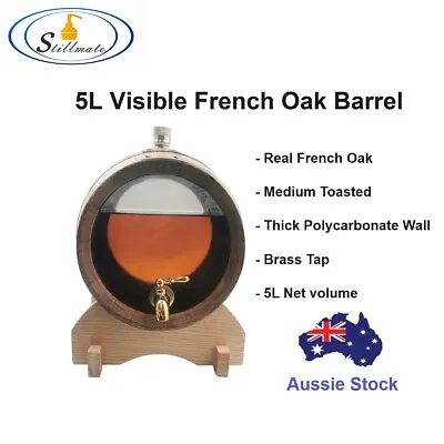 New Visible 5L French Oak/Wooden/ Barrel For Wine/port/spirits/ Moonshine Aging • $142.88