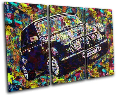 Vintage Retro Paint Mini Cooper Cars TREBLE CANVAS WALL ART Picture Print • £27.99