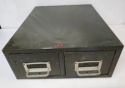 Vintage Two Drawer Steel Index Card Stackable Metal File Cabinet Storage 12  15  • $29.99