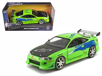 Jada 97603 Brian's Mitsubishi Eclipse Green With Black Hood And Graphics 1/24 • $41.99