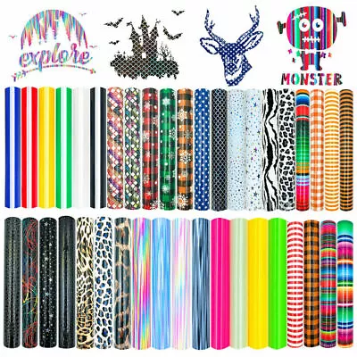 HTV Heat Transfer Vinyl Sheet 40 Colors DIY Iron On Fabrics T-Shirts For Cricut • £2.87