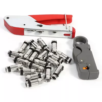 Compression Tool Kit F Type For RG58  RG59 RG6 Connectors Cable Stripper Coaxial • £12.77