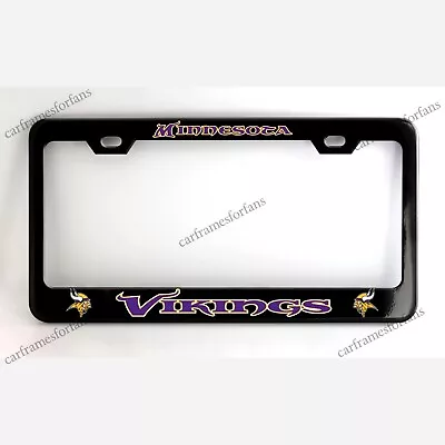 Minnesota Vikings Black License Plate Frame Custom Made - Powder Coated Metal • $29.99