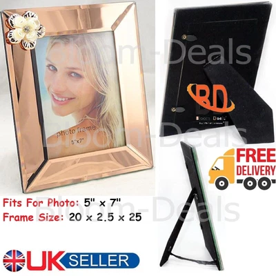 £4.95 • Buy 5 X7  Photo Frame Mirror Glass Wall Hanging Standing Picture Desk Display Frames
