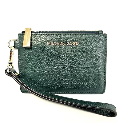 Michael Kors Womens Green Jet Set Travel Small Top Zip Leather Logo Card Case • $39.95