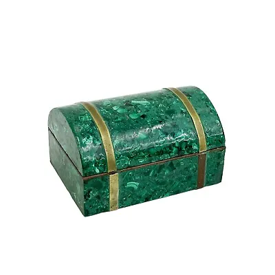 Russian Carved Solid Malachite Trunk Or Casket Form Lidded Jewelry Box 19th Cen • $1280