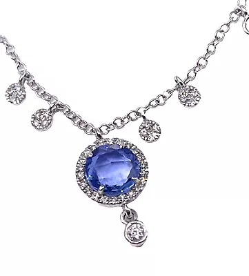 14k White Gold Sapphire Diamond Necklace • $995