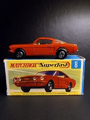 Matchbox Superfast #8 Ford Mustang Rare Red W/White Interior  Original  G  Box • $425