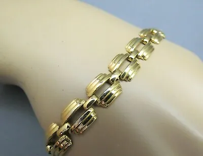 Vintage Trifari Bracelet Gold Plated Square Links Marked Designer Brilliant 7.5  • $9.99