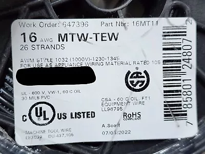 Alan Wire #16awg 26x30B Stranded MTW/TEW/AWM Hook-Up/Lead Wire Black /100ft • $19.99