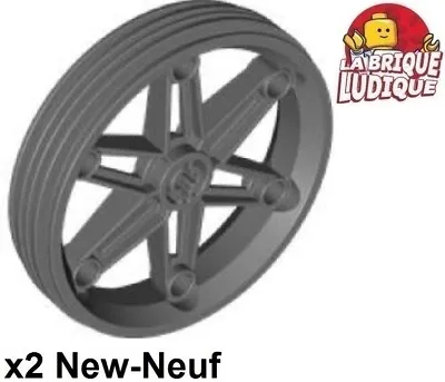 Lego 2x Wheel Rim 61.6mm Diameter X 13.6mm Motorcycle Moto Dark Grey 2903 New • $12.05