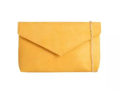 Women's Plain Suede Wedding Ladies Party Prom Evening Clutch Purse Hand Bag UK • £11.99