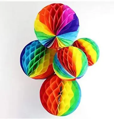 7FT MINI Paper Honeycomb Balls Hanging Decoration Lantern Party Rainbow  • £3.79