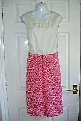 £19.99 • Buy Kew 159 Ivory Top Coral Pink Embroidered Pattern Skirt  Dress Bnwt Lined Size 14