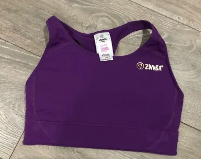 Zumba Purple Blue Bra Top Fitness Gym Training Cropped Jazzy Dance Size XS 6-8 • £7.50