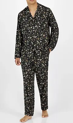 INC Men Satin Pajama Set New M Black Floral 2 Pc Sleepwear Loungwear Night Suit • $18.74