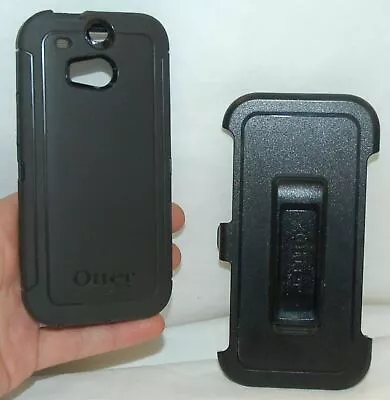 Genuine OtterBox Defender HTC ONE M8 BLACK Case Smart Cell Phone Shell Holster • $7.12