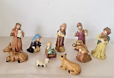 Vintage Midwest Christmas Miniature Nativity Set 10 Pcs From 3.5  To 1.5  Tall • $23.39