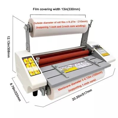 A3 Hot Cold Roll Laminator 110V Single / Double Sides Thermal Laminating Machine • $230.23