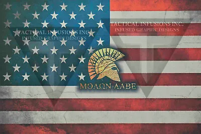 Kydex Infused Spartan Molon Labe On Old Glory Flag 11 7/8  X 7 7/8   • $14.99