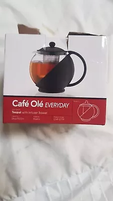 CAFE Ole Black Teapot With Infusion Basket Kettle Kitchen Gadgets 700 Ml • £7.99
