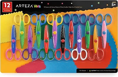 Arteza Kids Decorative Scissors - Set Of 12 Different Patterns 5.5” Multicolor • $19.90