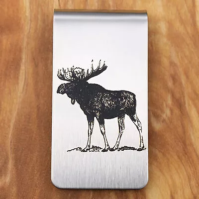 Moose Money Clip - Engraved Stainless Steel • $20